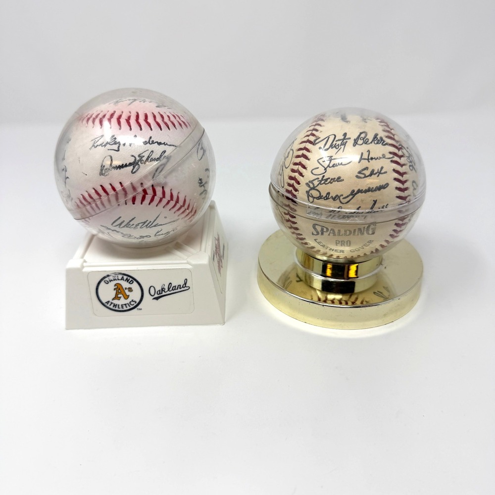 1989 Oakland A's World Series 1982 Dodgers Facsimile Baseballs Vintage Lot